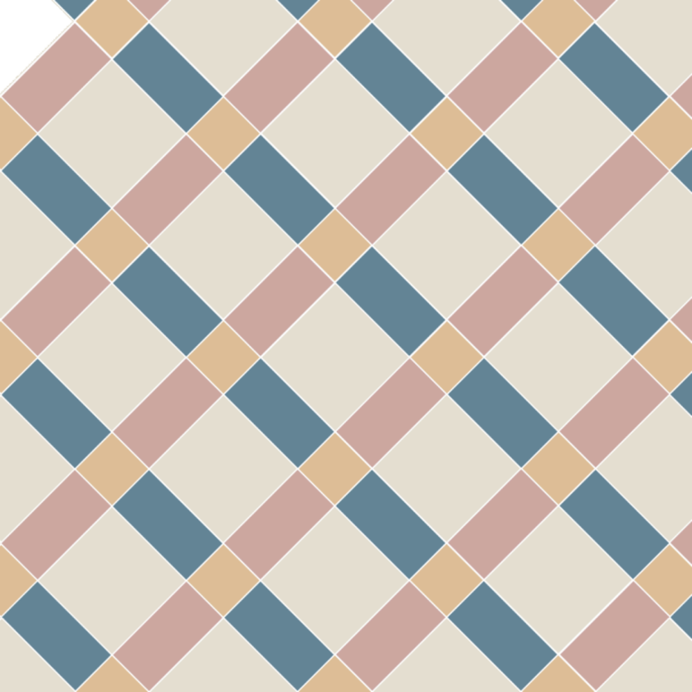 OS VFT Patterns OS Victorian Floor Falkirk (Blue, Carnation Pink, Dover White & Hawthorn Yellow)