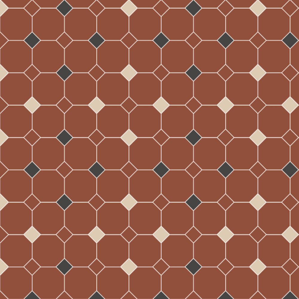 OS VFT Patterns OS Victorian Floor  Harrogate (Black, Red & White)