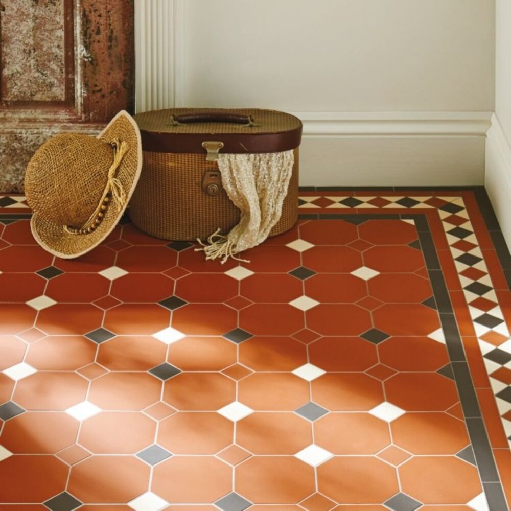 OS VFT Patterns OS Victorian Floor  Harrogate (Black, Red & White)