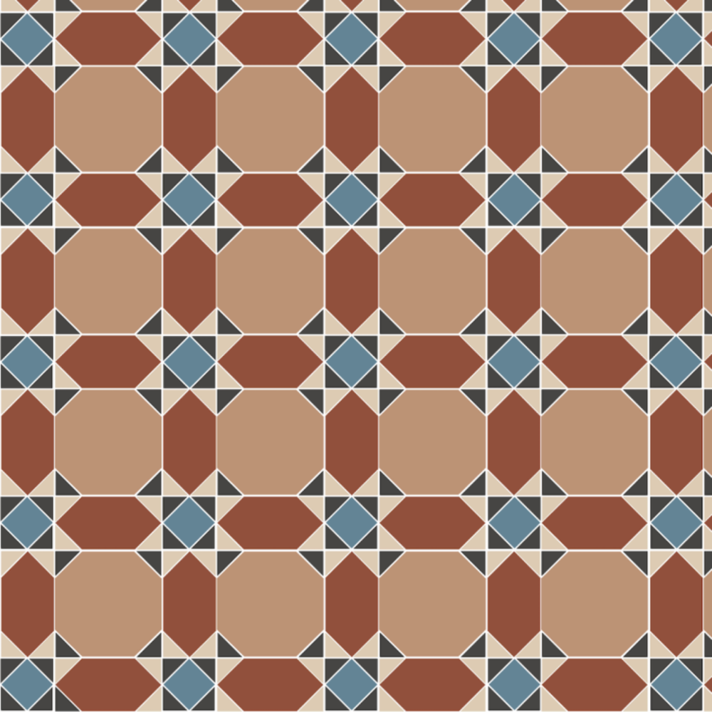 OS VFT Patterns OS Victorian Floor Inverlochy (Black, Blue, Buff, Red & White)