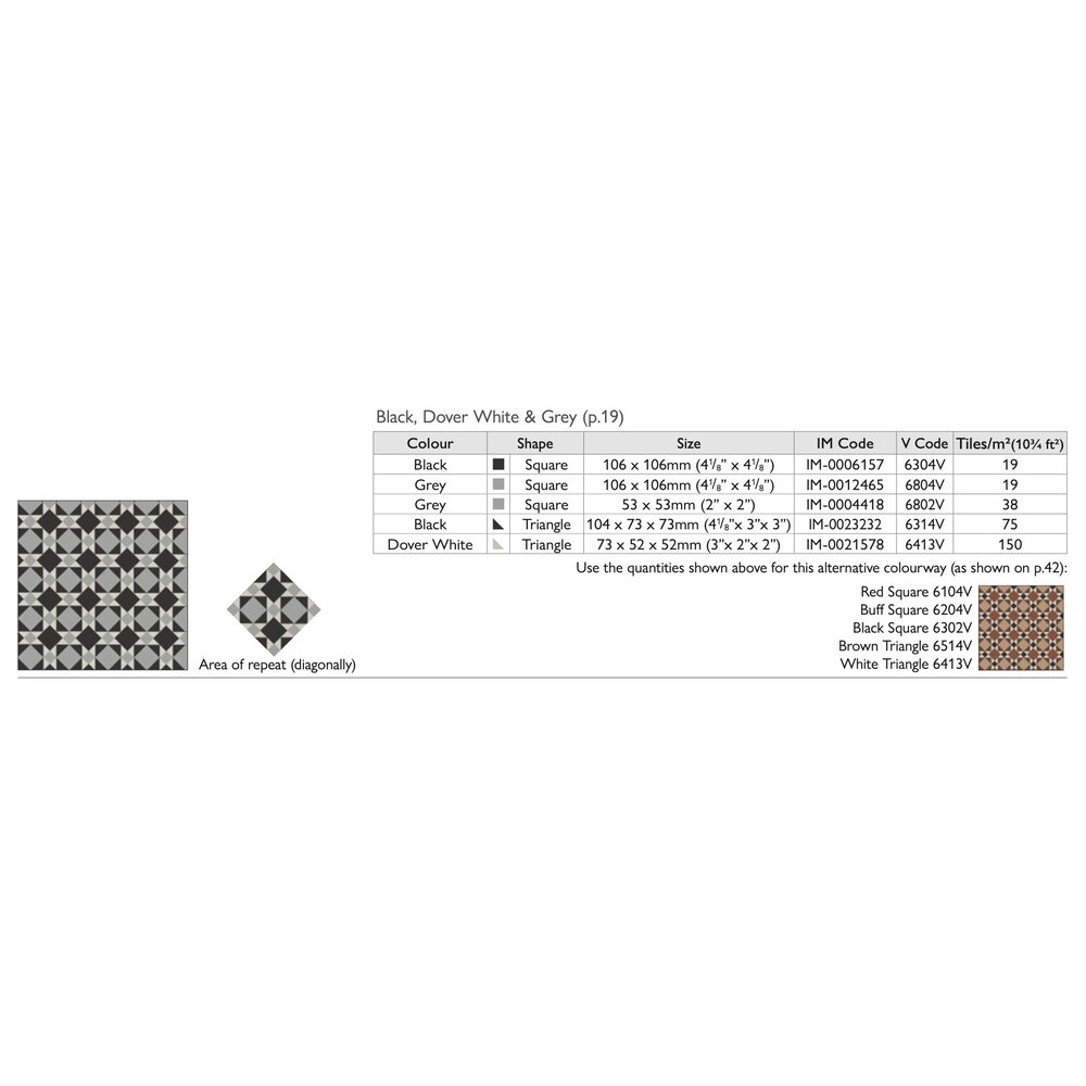 OS VFT Patterns OS Victorian Floor Lambeth (Black, Dover White & Grey)