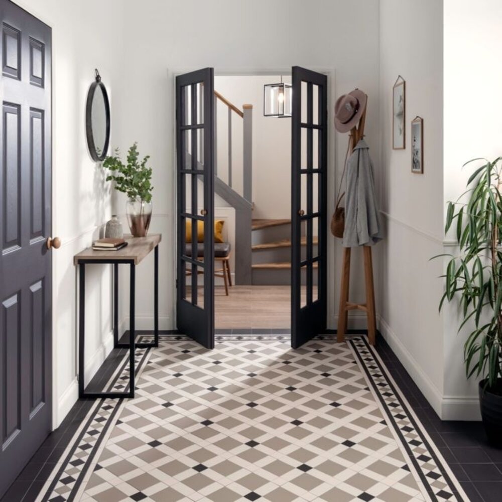 OS VFT Patterns OS Victorian Floor Norwich (Black, Holkham Dune & Dover White)