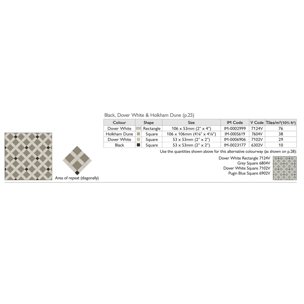 OS VFT Patterns OS Victorian Floor Norwich (Black, Holkham Dune & Dover White)