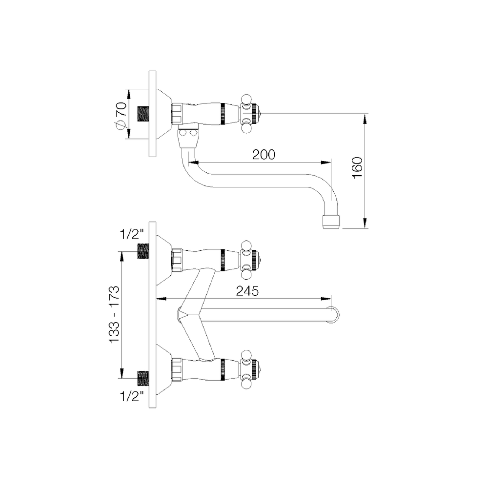 rvb 1921 1921 wall mounted kitchen bridge mixer 1921.--.21