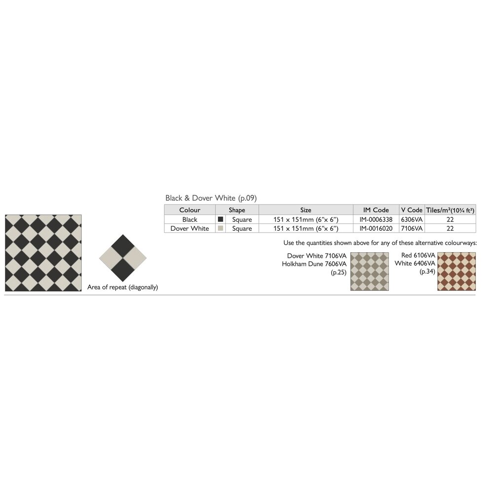 OS VFT Patterns OS Victorian FloorOxford 151mm (Black & Dover White)