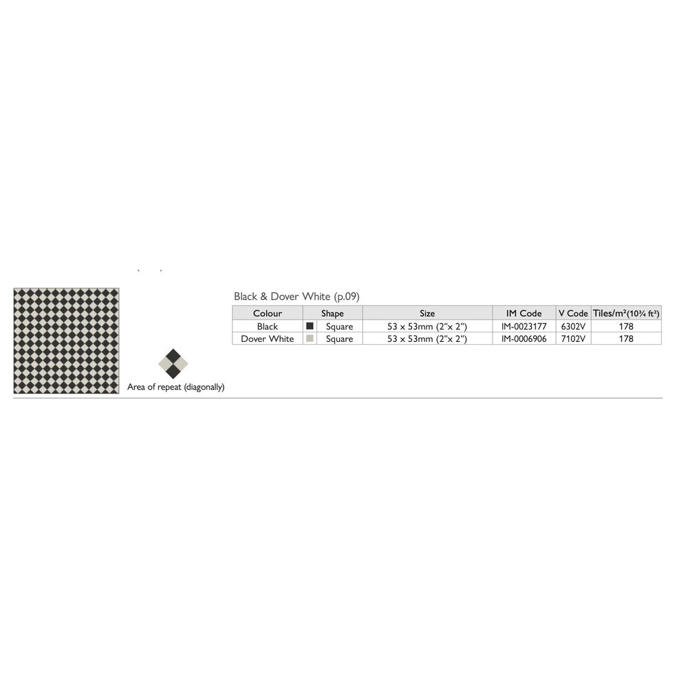 OS VFT Patterns OS Victorian FloorOxford 75mm (Black & Dover White)