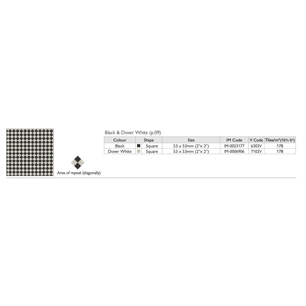 OS VFT Patterns OS Victorian Floor Oxford 53mm (Black & Dover White)