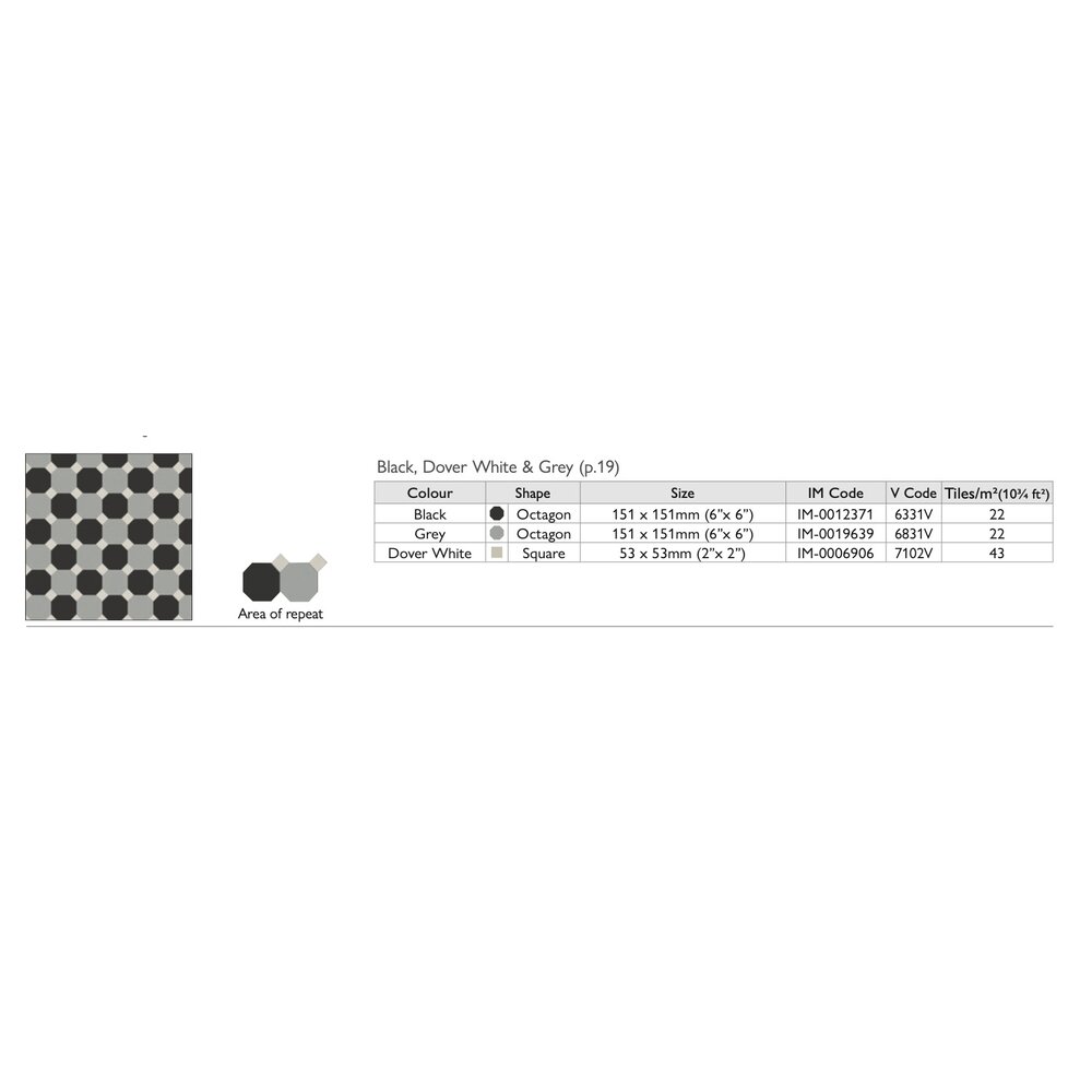 OS VFT Patterns OS Victorian Floor Pomeroy (Black, Grey & Dover White)