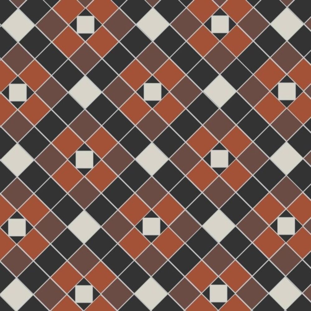 OS VFT Patterns OS Victorian Floor Richmond (Black, Brown, Red & White)