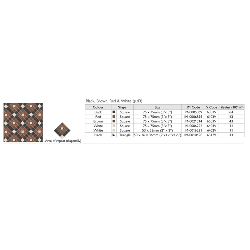 OS VFT Patterns OS Victorian Floor Richmond (Black, Brown, Red & White)