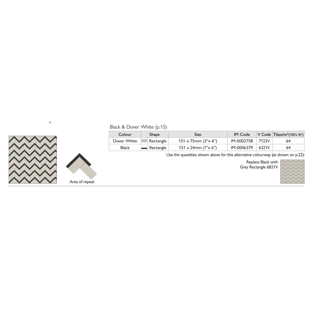 OS VFT Patterns OS Victorian Floor Stornoway  (Black & Dover White)