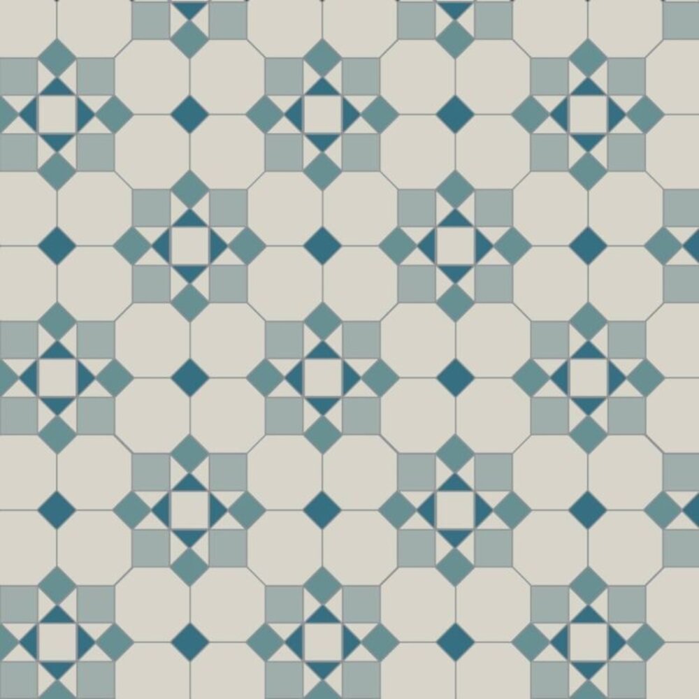 OS VFT Patterns OS Victorian Floor Tenby (Blue, Dover White, Grey & Pugin Blue)