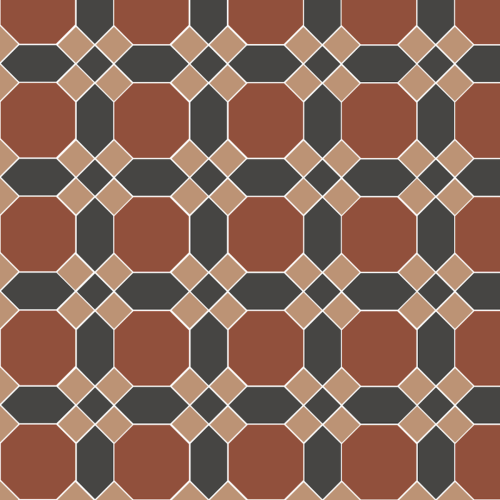 OS VFT Patterns OS Victorian Floor Warwick (Black, Buff & Red)