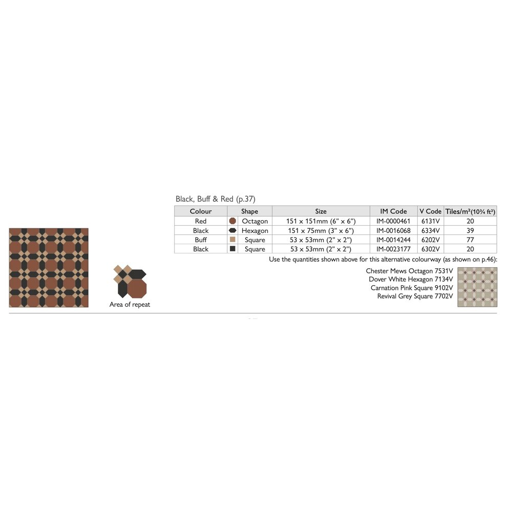 OS VFT Patterns OS Victorian Floor Warwick (Black, Buff & Red)