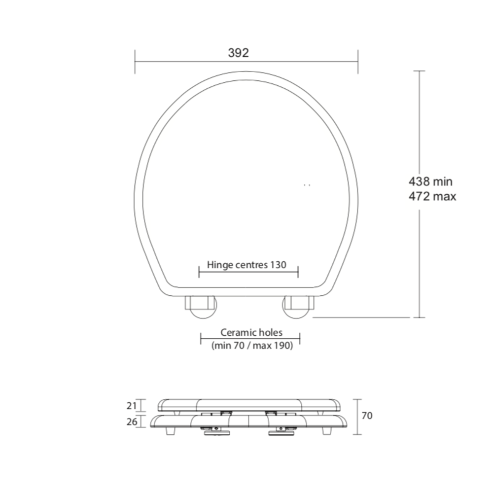 Imperial Oval WC-Brille aus Holz mit Soft-Close  - schwarz hochglanz