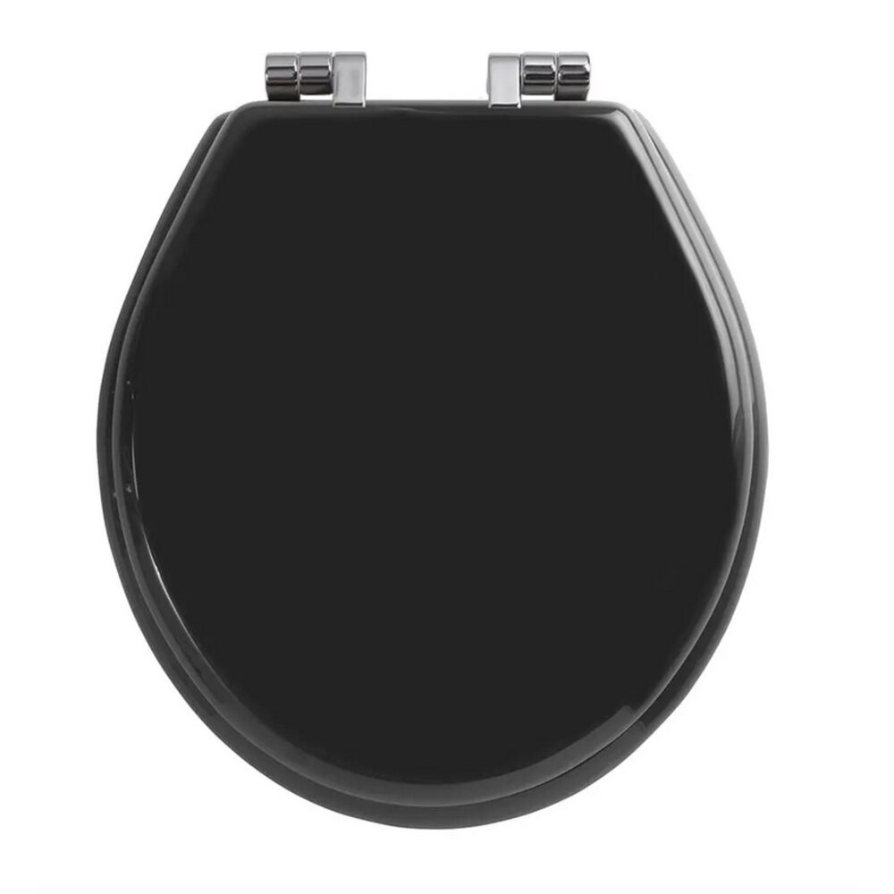 Imperial Oval WC-Brille aus Holz mit Soft-Close  - schwarz hochglanz