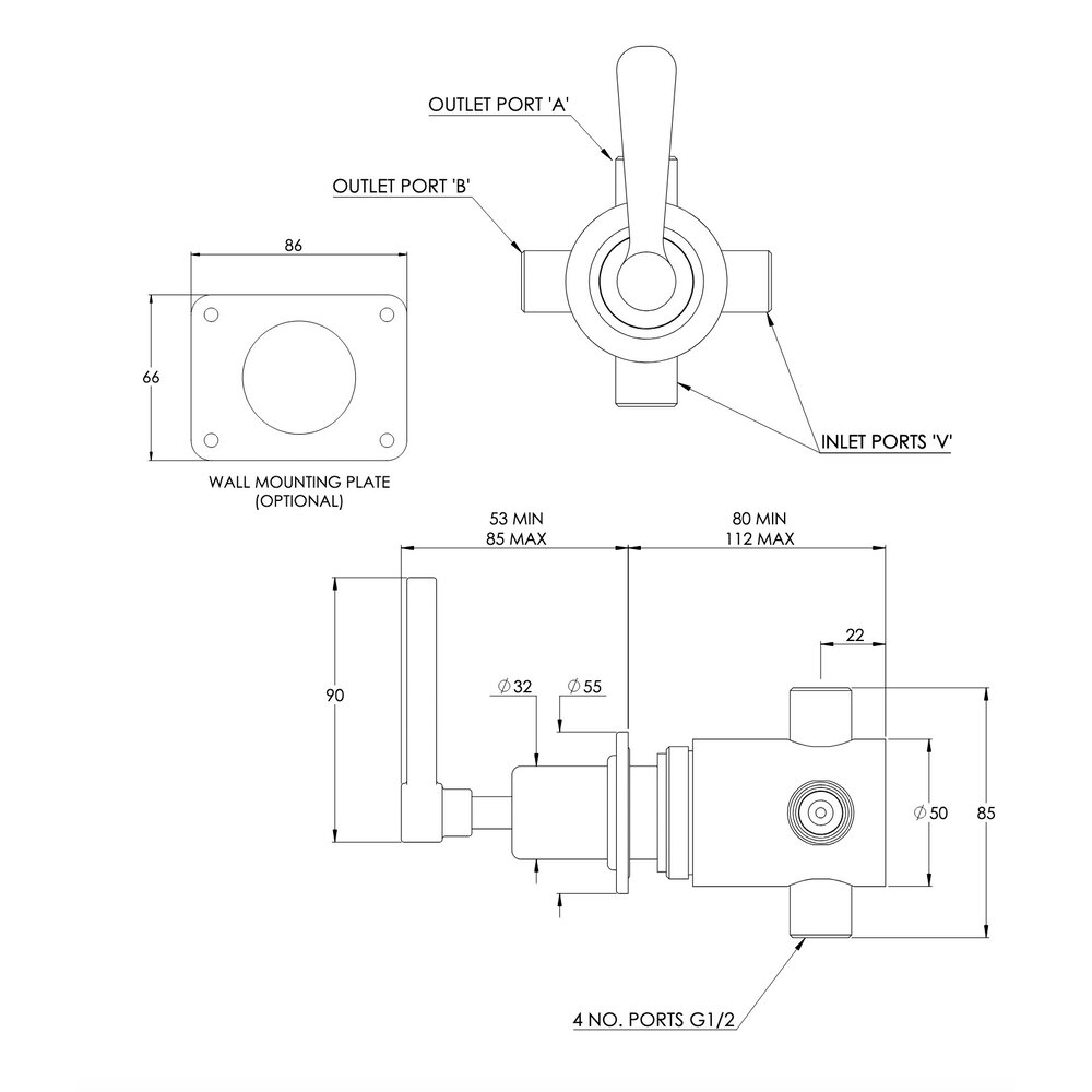 Ten Ten Unterputz 2-Wege Diverter mit Hebelgriff TL-1721 Lefroy Brooks 1920 Ten Ten Ten Ten Unterputz 2-Wege Diverter mit Hebelgriff TL-1721