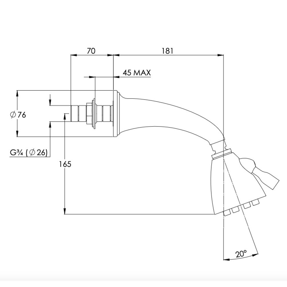 Lefroy Brooks 1900 Classic Lefroy Brooks Classic Eight Jet Brunswick Duschkopf mit Arm LB1771