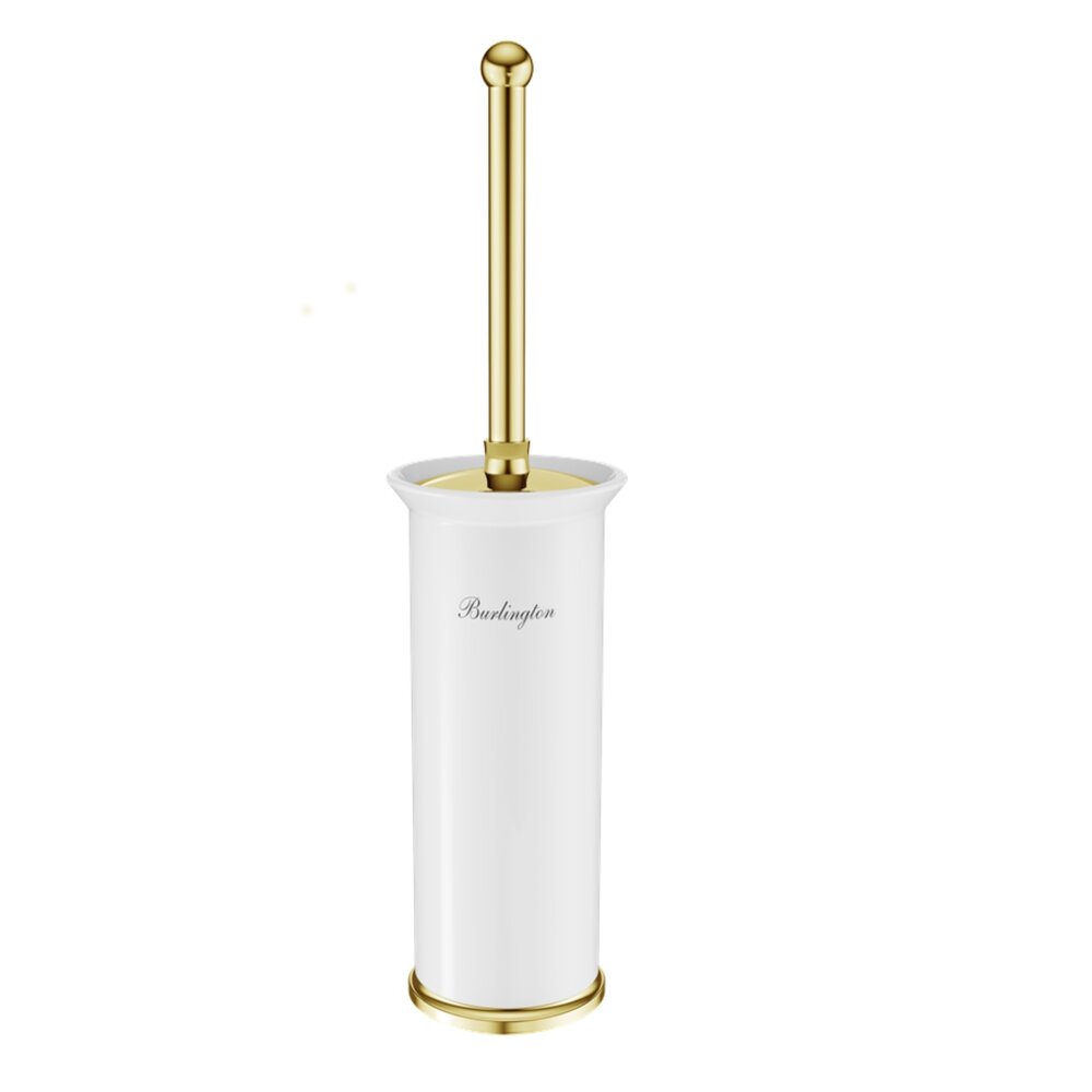 BB Edwardian Edwardian toiletborstel houder vrijstaand  met wit porselein houder