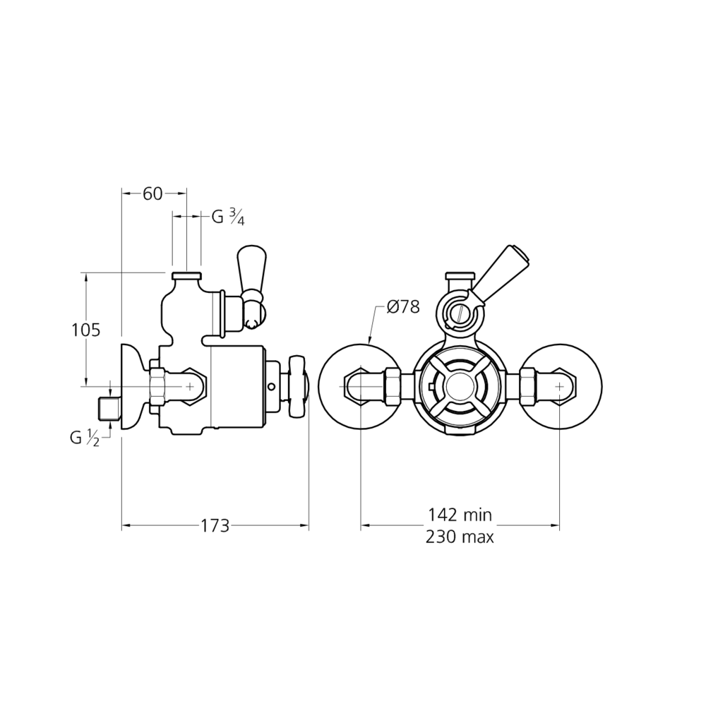 Lefroy Brooks 1935 Janey Mac LB1935 Janey Mac Archipelago exposed thermostatic shower valve JME-8725