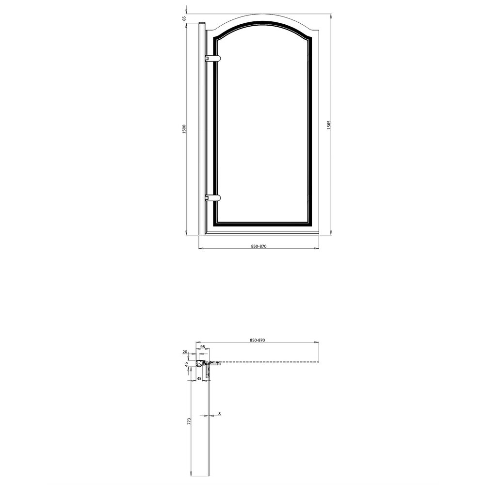 Burlington Classique Curved Badewannenaufsatz 850mm