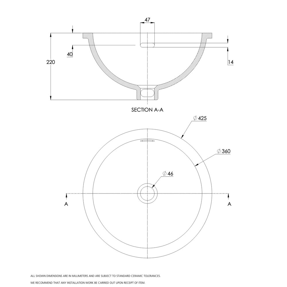 Lefroy Brooks 1900 Classic LB Classic onderbouwwastafel rond