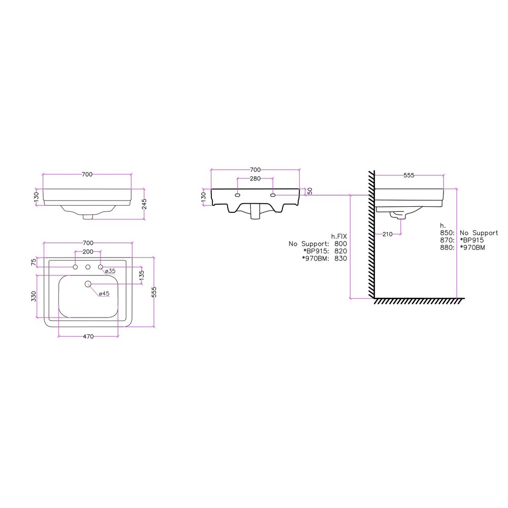 Bleu Provence SOHO Waschbecken Soho 70cm BP970
