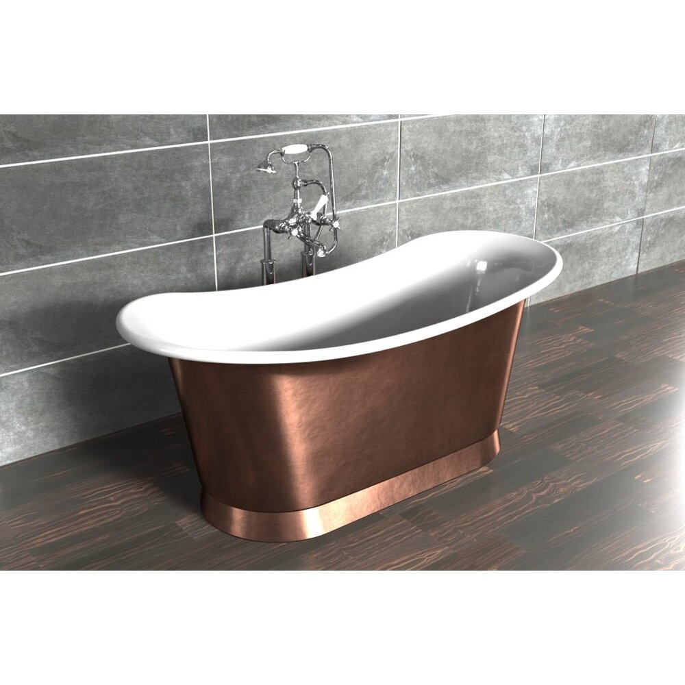 Freestanding copper bath Bateau, finish brushed copper/white enamel William Holland Freestanding copper bath Bateau, finish brushed copper/white enamel