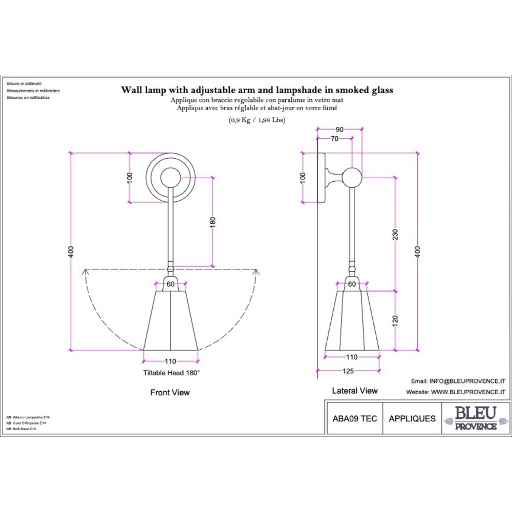 Bleu Provence BP Wandlampe ABA09