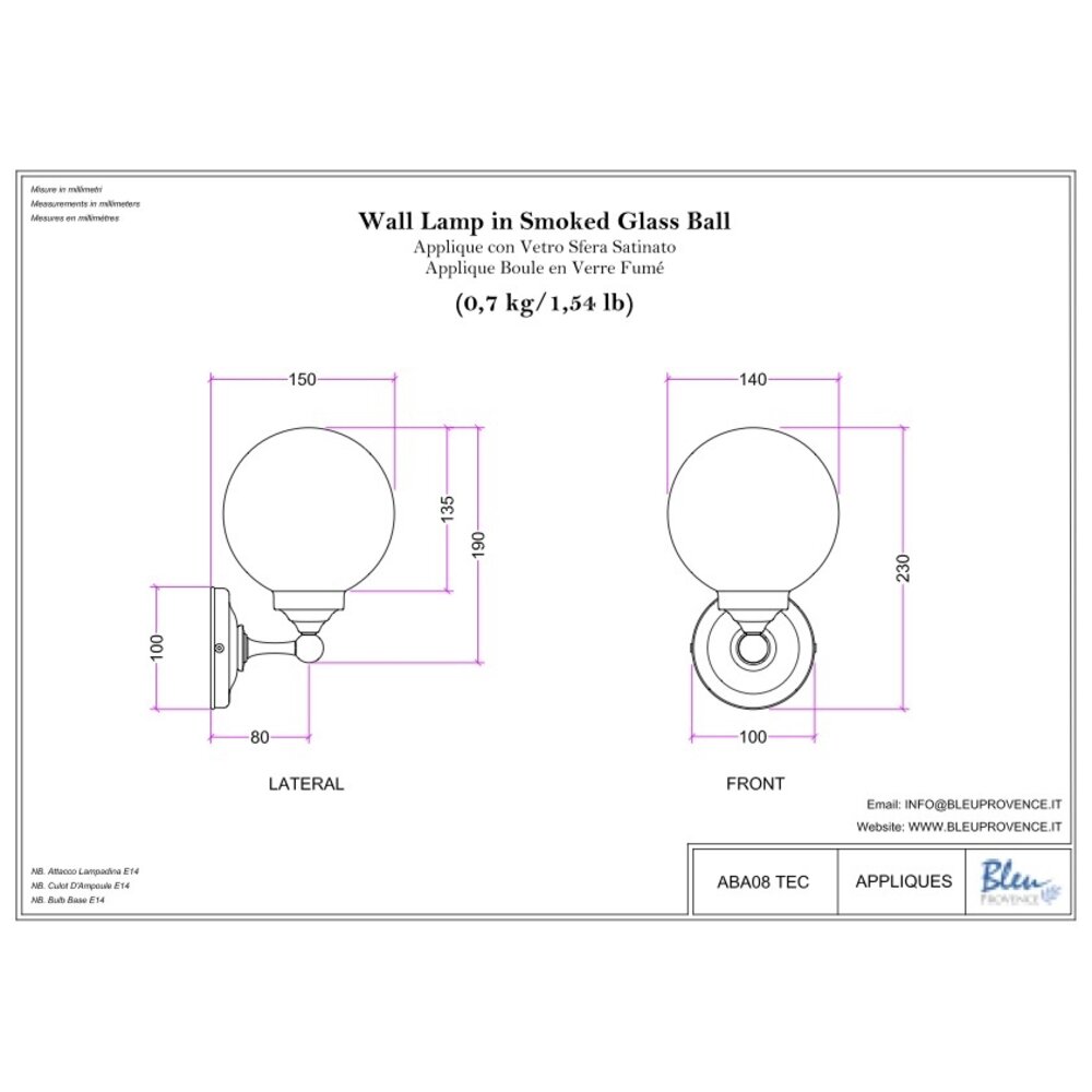 Bleu Provence BP wandlamp ABA08