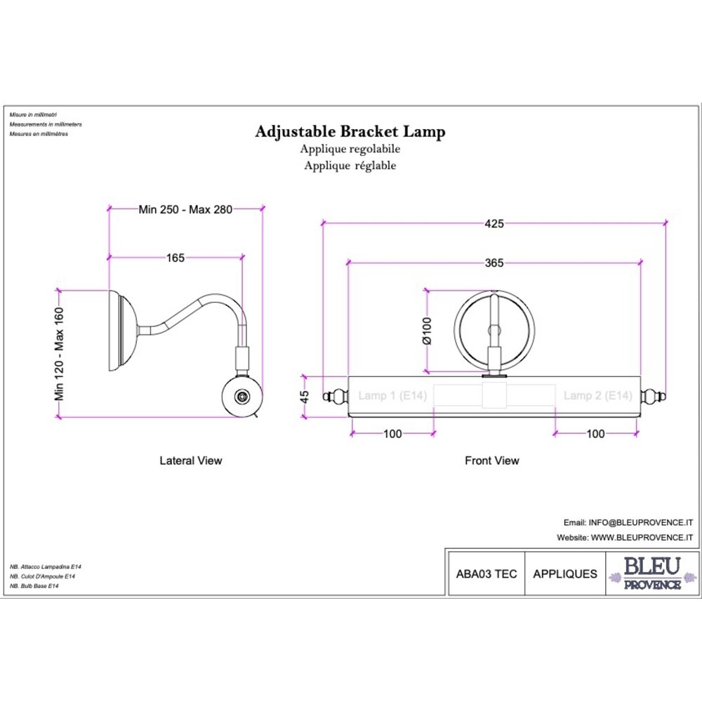 Bleu Provence BP Bathroom Light ABA03