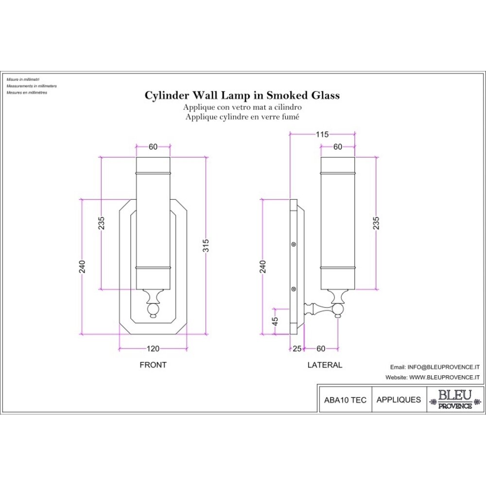 Bleu Provence BP wandlamp ABA10
