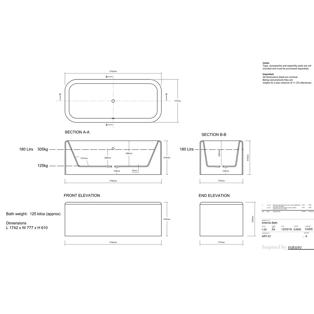 Ashton & Bentley A&B Freistehende Badewanne  aus Mineralguss Artemis