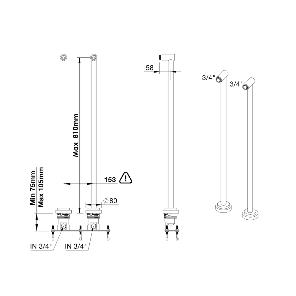 rvb Innovation UP-Teil für Standrohre 80cm 8031.00.305INT