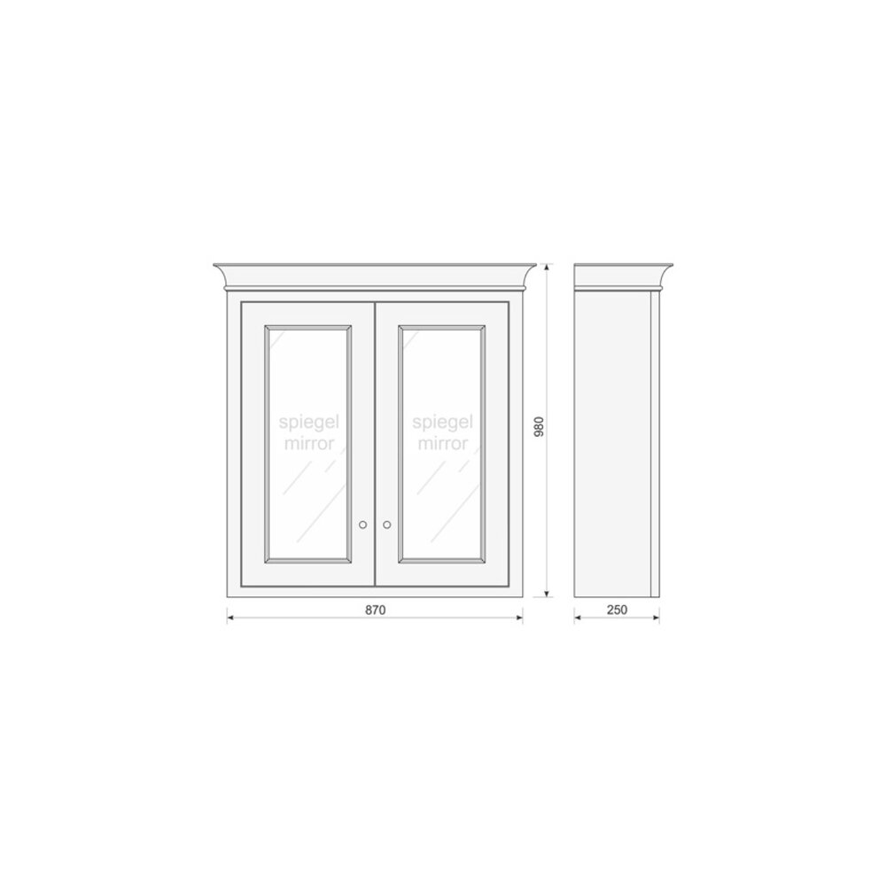 OUTLET Badkamer spiegelkast Victorian VMC90 - RAL9010 TCH Victorian OUTLET Badkamer spiegelkast Victorian VMC90 - RAL9010
