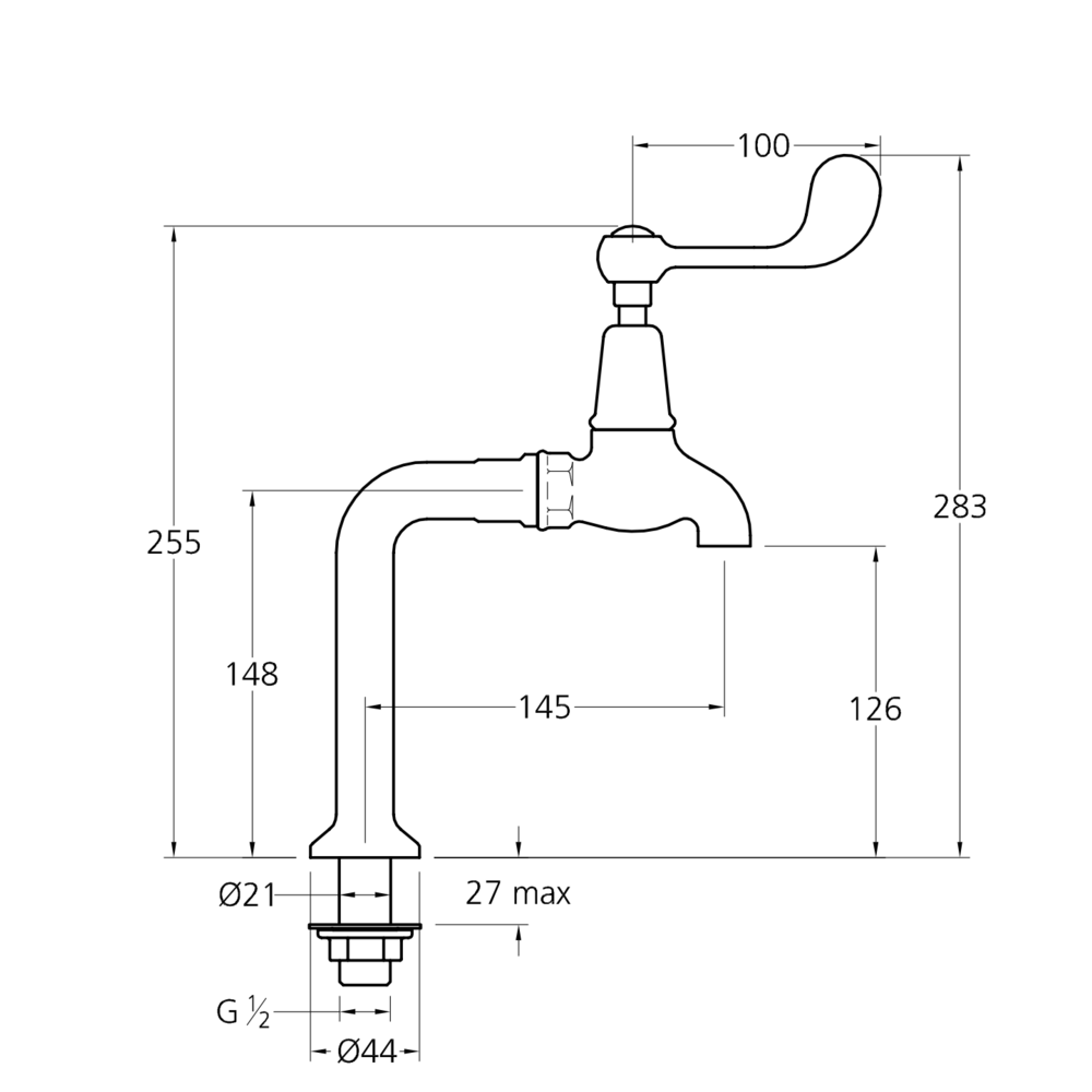 Kitchen pillar tap Connaught Lever CLC1590 Lefroy Brooks 1900 Classic Kitchen pillar tap Connaught Lever CLC1590