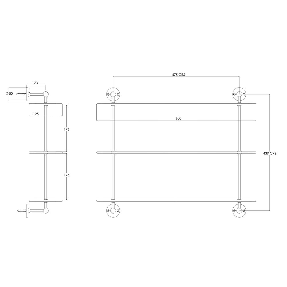 Lefroy Brooks 1900 Classic LB Classic drie-lagige glazen plank LB-4518