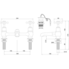 Claremont 2-hole bridge basin mixer with waste CL10 BB Edwardian Claremont 2-hole bridge basin mixer with waste CL10