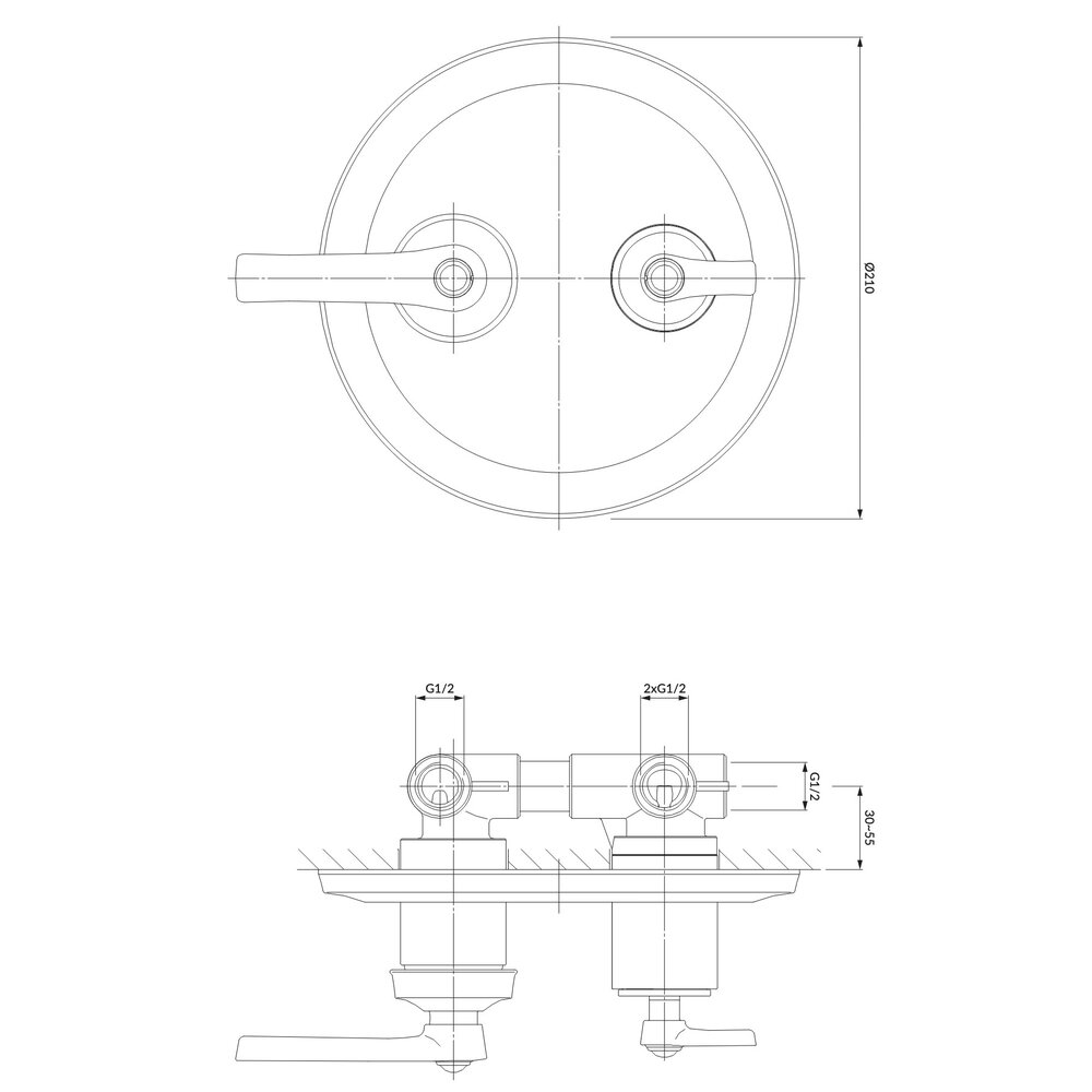 Concealed thermostatic 3-way bath shower mixer OM5237 OMNIRES Concealed thermostatic 3-way bath shower mixer OM5237
