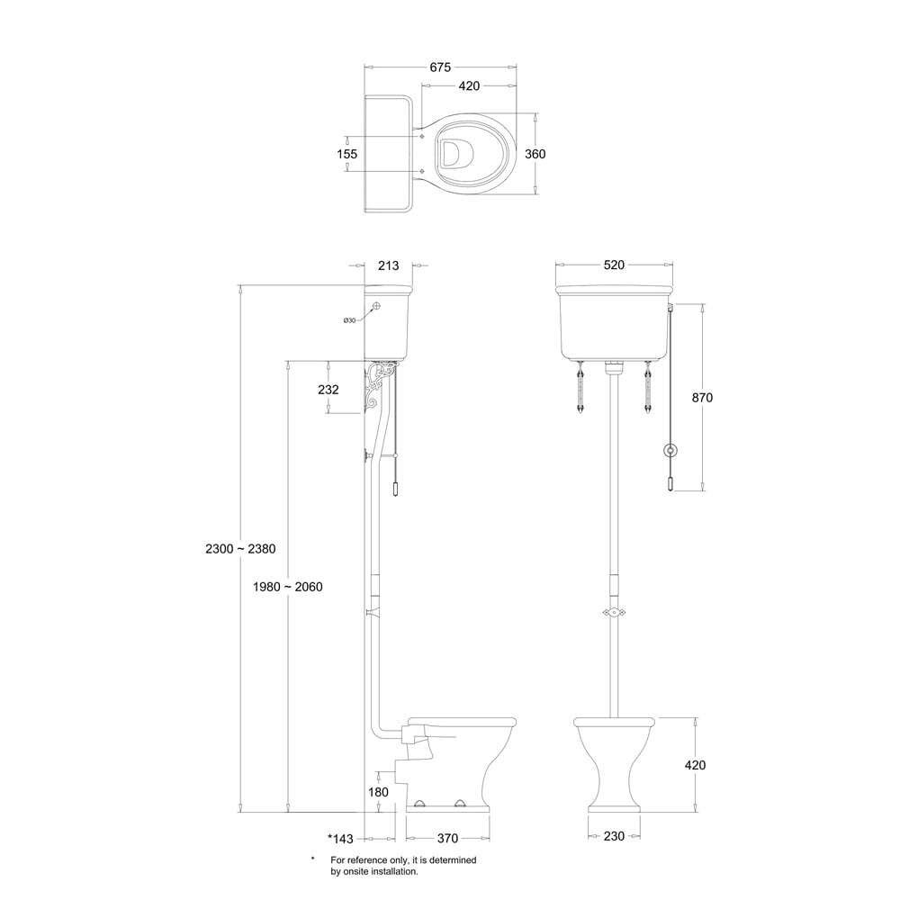 Guild High level toilet with cistern - p-trap - rimless pan BB Guild Guild High level toilet with cistern - p-trap - rimless pan