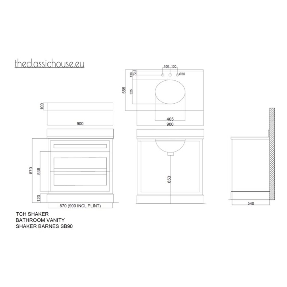 Bathroom vanity Shaker Barnes SB90 TCH Shaker Bathroom vanity Shaker Barnes SB90