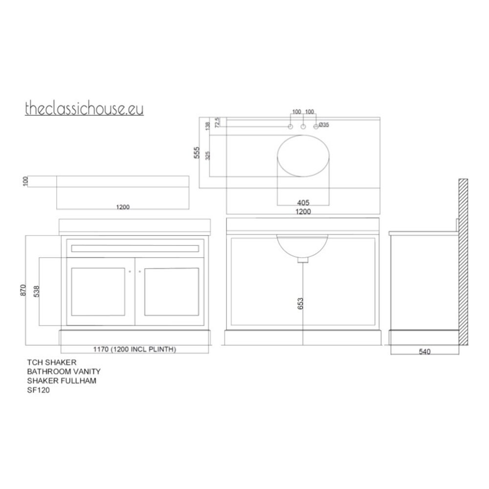 Bathroom vanity Shaker Fullham SF120 TCH Shaker Bathroom vanity Shaker Fullham SF120