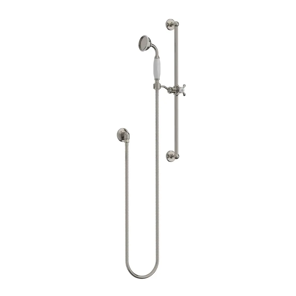 LB1910 La Chapelle sliding rail set with rail, hand shower, hose and wall outlet FR1727 Lefroy Brooks 1910 La Chapelle LB1910 La Chapelle sliding rail set with rail, hand shower, hose and wall outlet FR1727