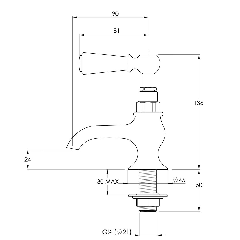 Lefroy Brooks 1900 Classic Black LB1900 Classic Black pillar taps BL8022