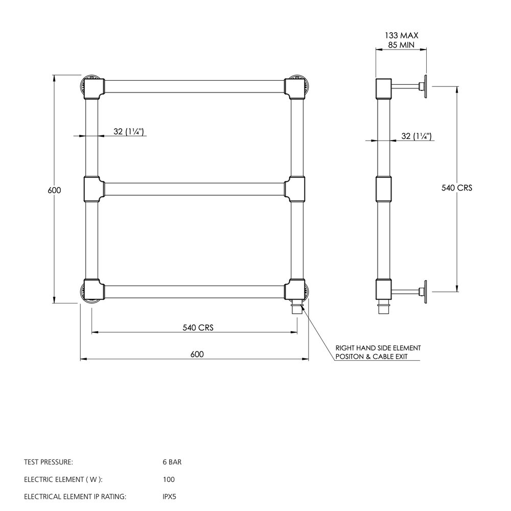 LB Mackintosh Traditional towel rail MK3210 Lefroy Brooks LB Mackintosh Traditional towel rail MK3210