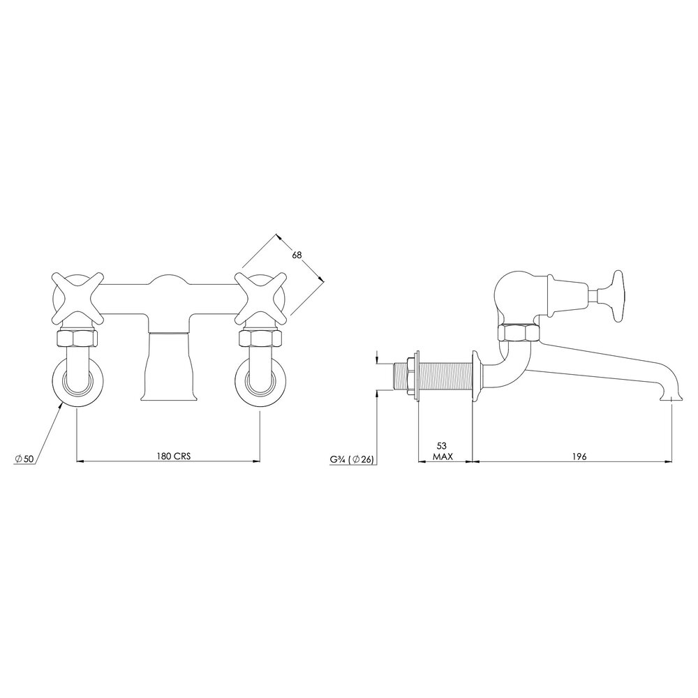 LB1900 Classic badmengkraan, kruisgreep voor wandmontage LSE1151 Lefroy Brooks 1900 Classic LB1900 Classic badmengkraan, kruisgreep voor wandmontage LSE1151
