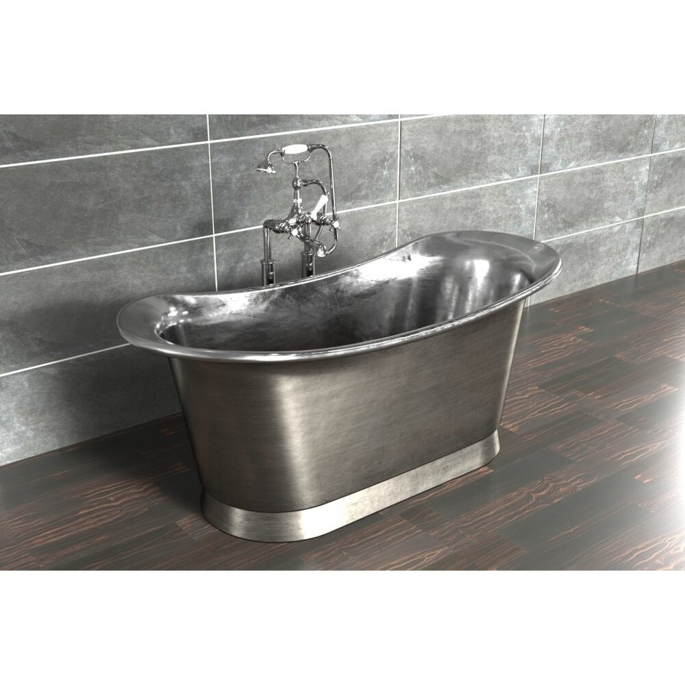 Vrijstaand koperen bad Bateau, afwerking brushed nickel/tin William Holland Vrijstaand koperen bad Bateau, afwerking brushed nickel/tin