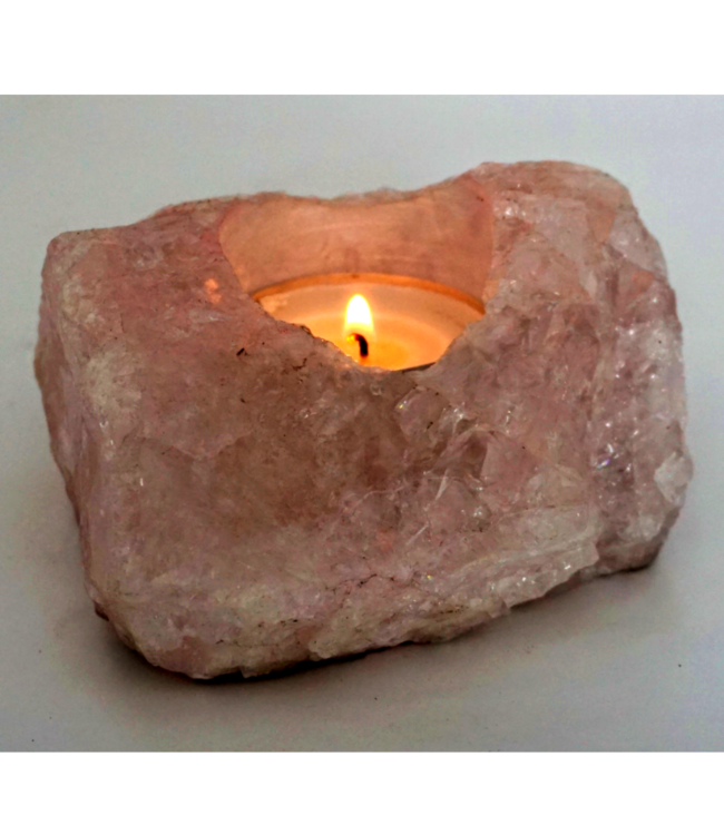 Roze Edelsteen Theelichthouder Rozenkwarts