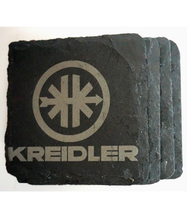 Slate coaster with Kreidler logo