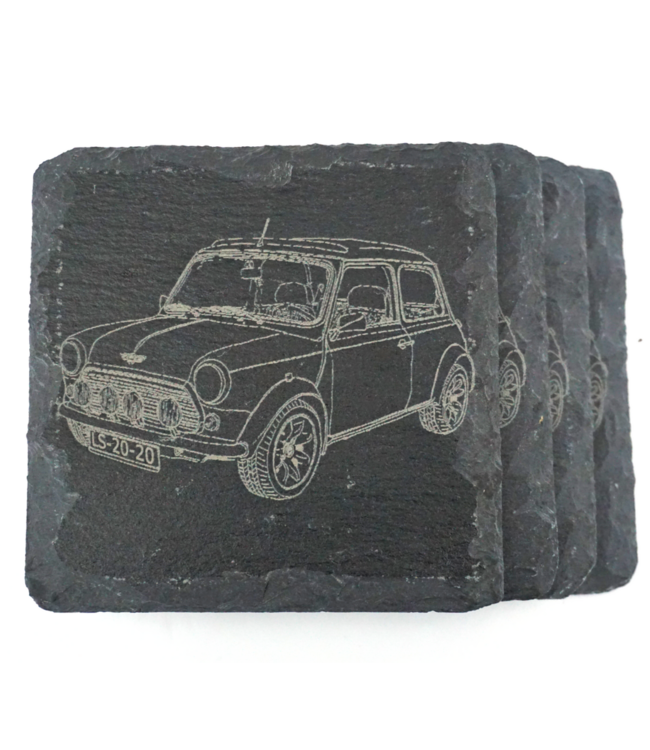 Coasters Mini Cooper with your own license plate or name